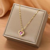 https://www.saleforonline.com/GOLD Plated Fashion Luxury Ocean Heart Crystal Pendant Titanium Women's Necklace