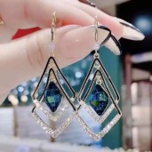 https://www.saleforonline.com/stone earrings long female silver needle fashion double layer hook earring