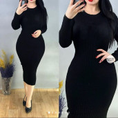 https://www.saleforonline.com/Basics Ribbed Roll Neck Long Sleeved Midi Dress Bodycon Dress